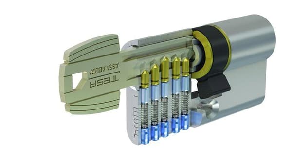 TESA mässing TE5 säkerhetscylinder - 80mm (40+40) - 5 stift - 3 nycklar ingår