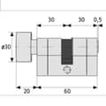 Miniatyrbild 3 av 3: Cylindrisk lås med knapp - ABUS - D6 - 50x45 mm - Nickel - Brottsäker - 5 reversibla nycklar