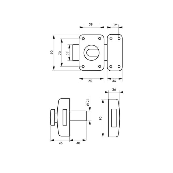 THIRARD - Knapp-lås Transit 2 för ytterdörr, cylinder 40mm, stål, 4 nycklar, epoxy guld