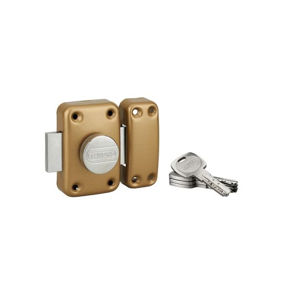THIRARD - Knapp-lås Transit 2 för ytterdörr, cylinder 40mm, stål, 4 nycklar, epoxy guld