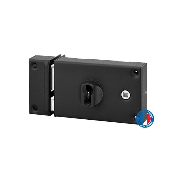 THIRARD - Horisontell cylinderlås med fyrkantig hylsa för vänster entré, 140x88mm, fyrkant 7mm, svart