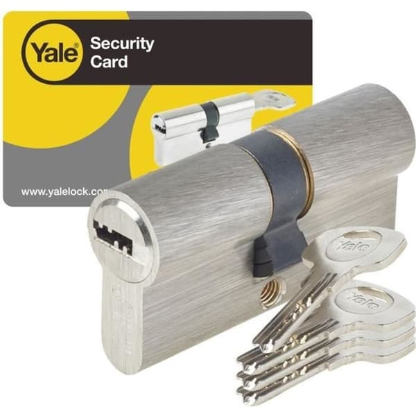 Serie 1000+ avtagbar cylinder 40x40 mm nickelpläterad - YALE - 6 stift - anti-borrning och anti-plockning