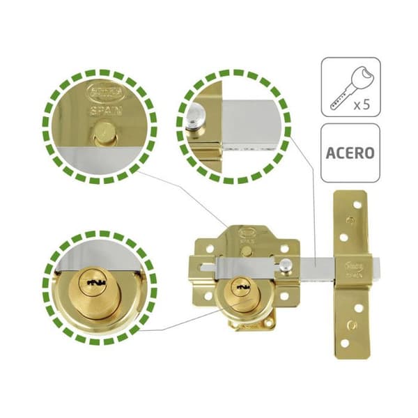 AMIG 23116 | Högsäkerhetslås 4PLUS | 90 x 154 mm | Stål | Guld