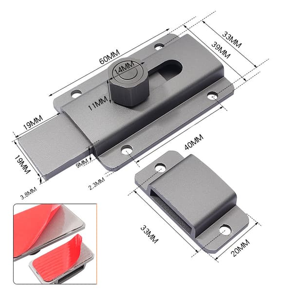 INF Dørbolt af aluminiumslegering - Korrosionsbestandighed Grå 80 mm