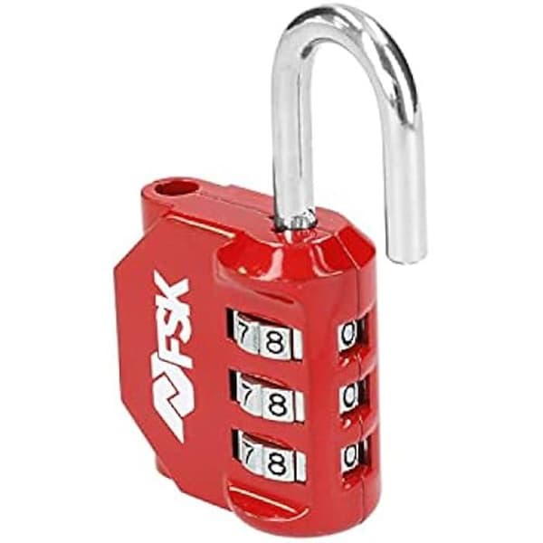 Ferrestock FSKCAN327RD 3-siffrigt digitalt kombinationshänglås för bagage, gymskåp, 23 mm båge, tillverkat av zink och