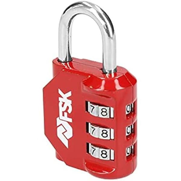 Ferrestock FSKCAN327RD 3-siffrigt digitalt kombinationshänglås för bagage, gymskåp, 23 mm båge, tillverkat av zink och