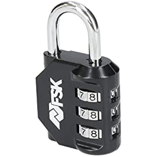 Ferrestock FSKCAN327BK 3-siffrigt digitalt kombinationshänglås för bagage, gymskåp, 23 mm båge, tillverkat av zink och