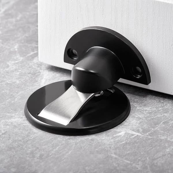 2windeal® magnetisk dörr Stopp Dörrstoppare Golvlim eller spikad antikollisionszinklegering Svart