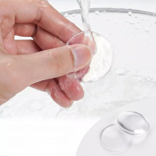 SHOP-STORY - CUSHBLOC_2x: Paket med 12 transparenta självhäftande dörrstopp med stötdämpare och runt skydd 40 mm