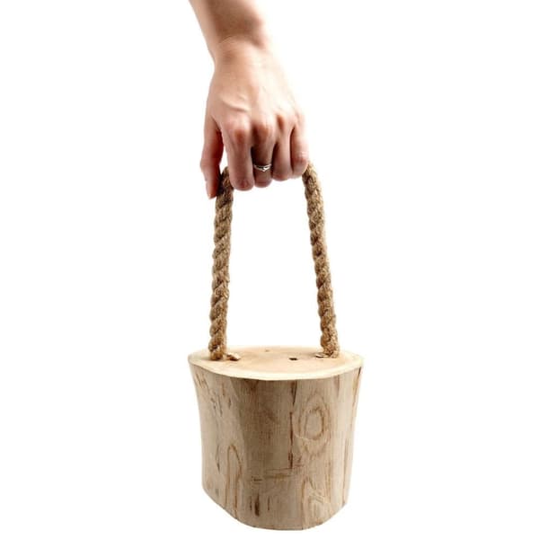 Dörrstopp i trä med ett 15 cm rep