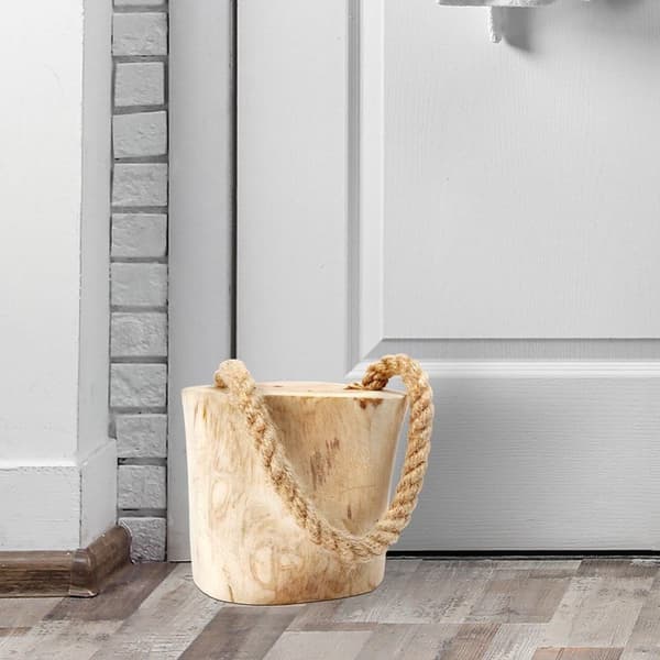 Dörrstopp i trä med ett 15 cm rep