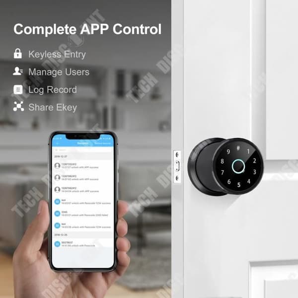 TD® Smart Kullås Fingeravtryckslås Interiör Trädörr Kontorslägenhet Elektroniskt lås