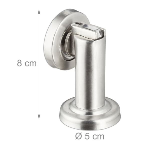 Relaxdays magnetiska dörrstoppare, magnetiska dörrstoppare, rostfritt stål, golv- eller väggfäste, silver