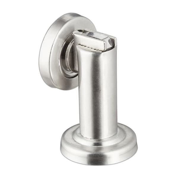 Relaxdays magnetiska dörrstoppare, magnetiska dörrstoppare, rostfritt stål, golv- eller väggfäste, silver