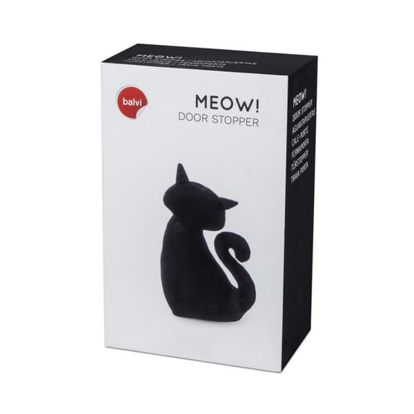 Balvi Doorstop Mjau! Svart färg Dörrstopp i form av en katt Polyester 28 cm