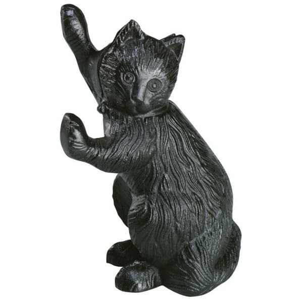 Kattdörrstopp i gjutjärn - AC-DÉCO - Svart - L 9,7 cm x B 13,6 cm x H 21,5 cm