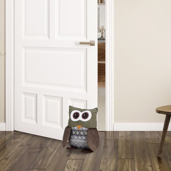 Relaxdays Owl Dörrstopp Dörrstopp Uggla Dörrkil Tyg Sand Dörrstopp HxBxD: 24 x 14 x 14 cm, Brun