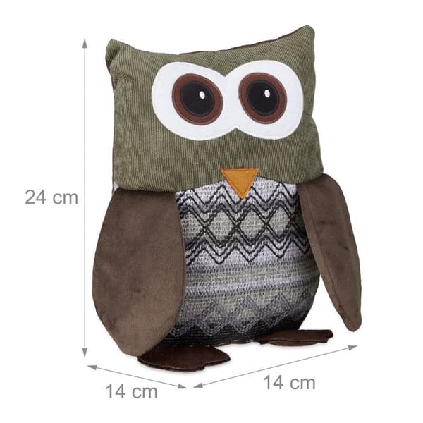 Relaxdays Owl Dörrstopp Dörrstopp Uggla Dörrkil Tyg Sand Dörrstopp HxBxD: 24 x 14 x 14 cm, Brun