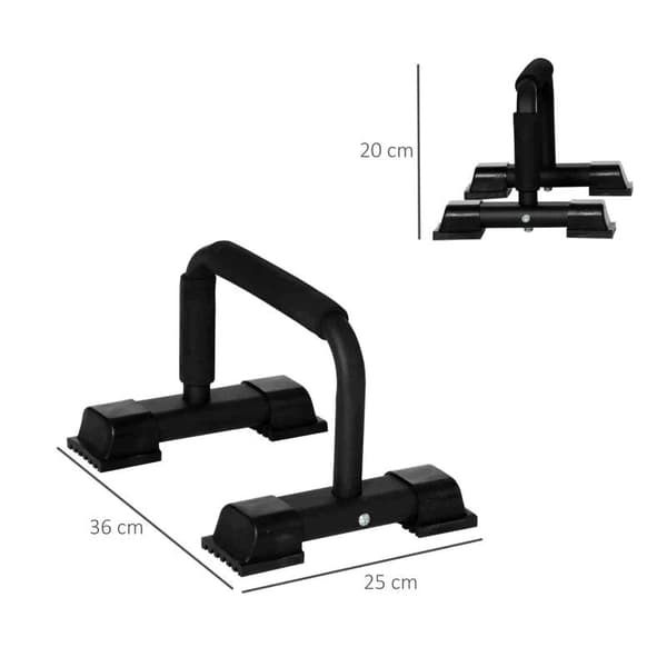 Rootz Push-up Bars - Sæt med 2 - Træning hjemme, på kontoret, i fitnesscentret eller udendørs - Stål - Sort - 36 x 25 x 20 cm