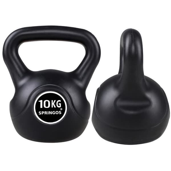 Hantel - SPRINGOS - Kettlebell 10 kg - ABS plast - Svart - Hemmeträning