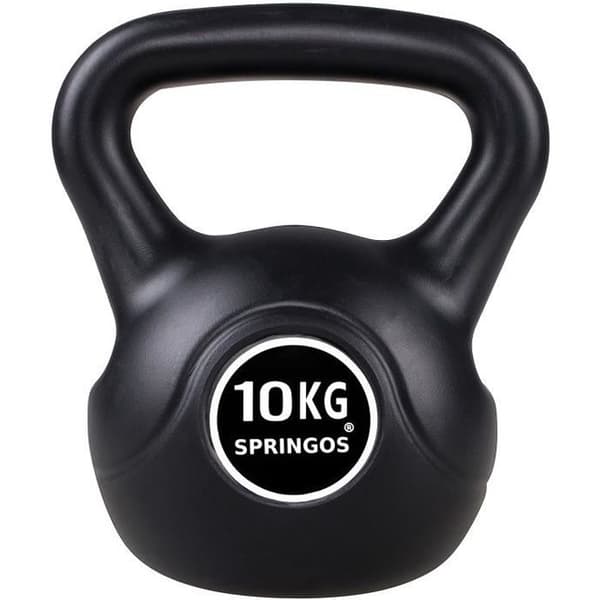 Hantel - SPRINGOS - Kettlebell 10 kg - ABS plast - Svart - Hemmeträning