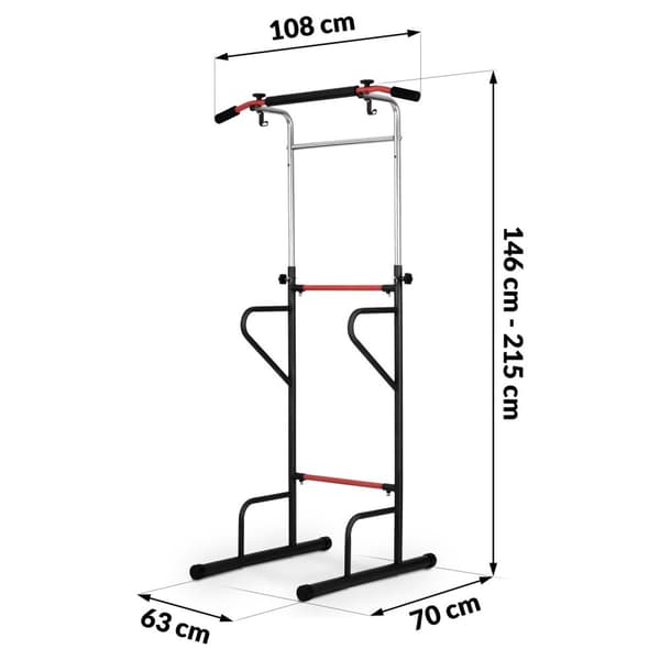 Neo-Sport Justerbar Pull-Up Bar - Holdbar stål, anti-slip greb, 6 højdeniveauer, maks. belastning 120kg