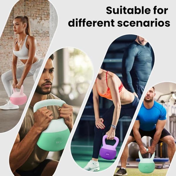 Kettlebell - Mjuk - 4KG - Ergonomisk Design - Halkfri Beläggning - Kompakt och Bärbar