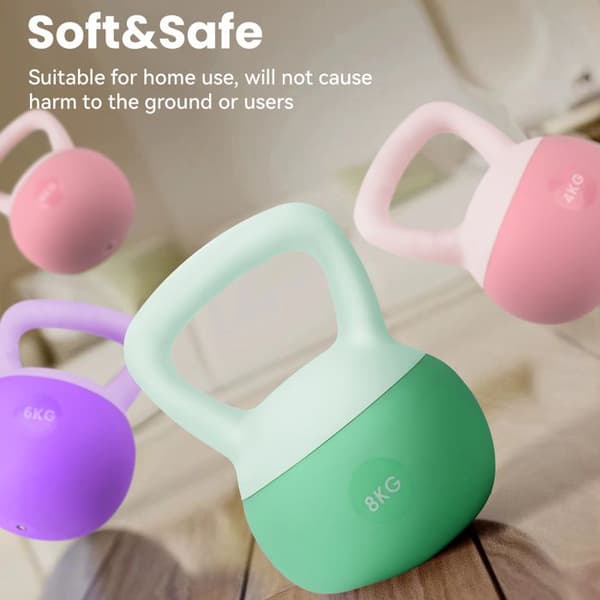 Kettlebell 6 KG - Fitness - Mjuk i vinyl med halkskydd - Perfekt för yoga och styrketräning - Bärbar och kompakt