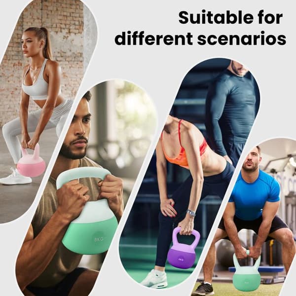 Kettlebell 6 KG - Fitness - Mjuk i vinyl med halkskydd - Perfekt för yoga och styrketräning - Bärbar och kompakt