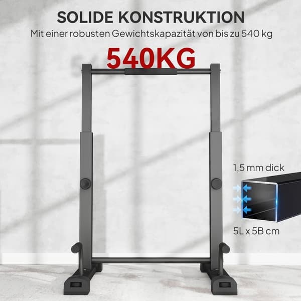 Dip Station, 65x63x93-117 cm, Musta