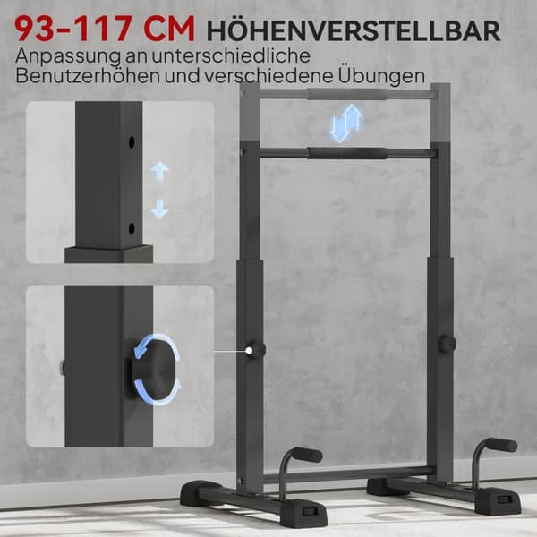 Dip Station, 65x63x93-117 cm, Musta