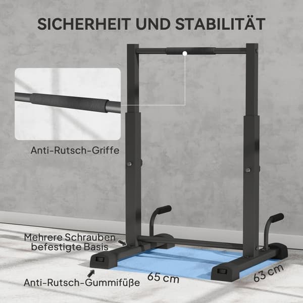 Dip Station, 65x63x93-117 cm, Musta