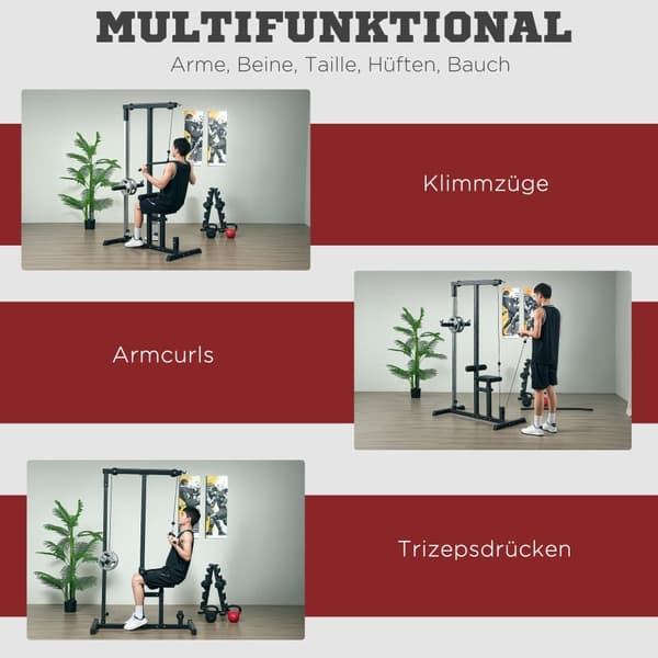 Multifunktionel Fitness Station, 107x120x190 cm, Sort