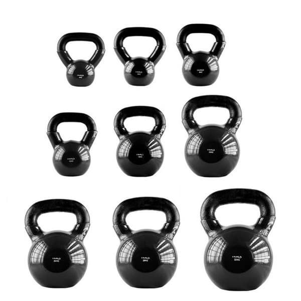 Kettlebell svart KNV28 i gjutjärn med vinylbeläggning HMS