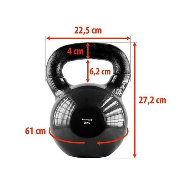 Kettlebell svart KNV28 i gjutjärn med vinylbeläggning HMS