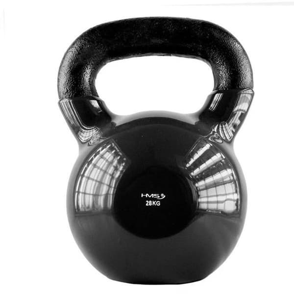 Kettlebell svart KNV28 i gjutjärn med vinylbeläggning HMS