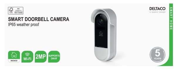 SMART H WiFi Doorbell camera IP65 weather proof white/silver