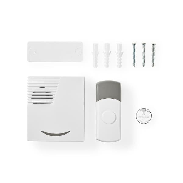Nedis Trådløs ringeklokke Set | Batteri drevet | 3 V DC | 1x CR2032 | Volum: 80 dB | Signalområde (siktelinje): 300 m | IP44 | 36 Melodier | 1 Mottake