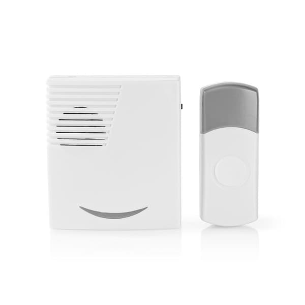 Nedis Trådløs ringeklokke Set | Batteri drevet | 3 V DC | 1x CR2032 | Volum: 80 dB | Signalområde (siktelinje): 300 m | IP44 | 36 Melodier | 1 Mottake