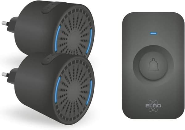 ELRO DB2000 Trådlös dörrklocka - med två kompakta plug-in-mottagare - Räckvidd 200 meter - 64 melodier