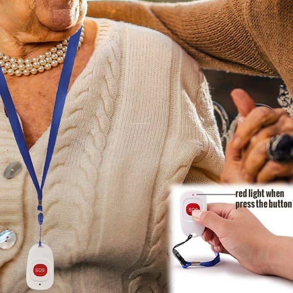 Retekess TH101 Hemmatelefon System Trådlös Patient Pager, Nödsamtalsknapp Alarm Pager, för Äldre och Gravida Kvinnor