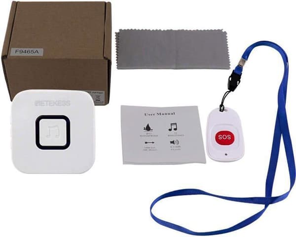Retekess TH101 Hemmatelefon System Trådlös Patient Pager, Nödsamtalsknapp Alarm Pager, för Äldre och Gravida Kvinnor