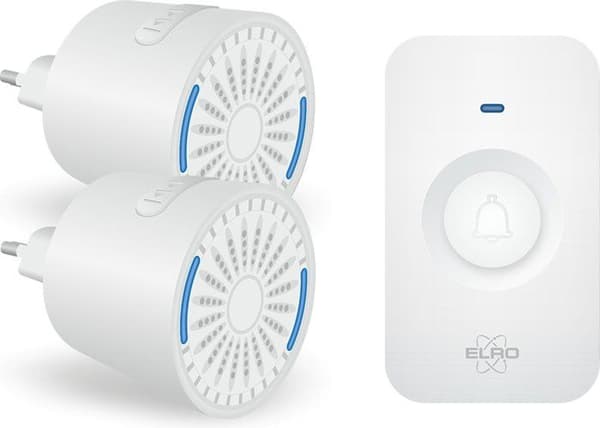 ELRO DB2000 Trådlös dörrklocka - med 2 kompakta plug-in-mottagare - räckvidd 200 meter - IP65 vattentät - 64 melodier