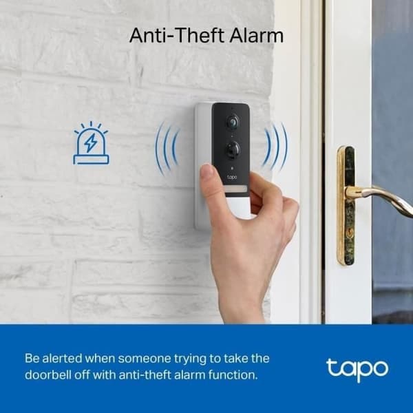 Trådlös dörrklocka - TP-Link - Tapo D230S1 - 2K-kamera - Färgglatt mörkerseende - IP64