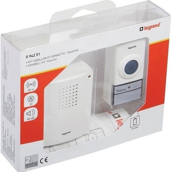 Viktig trådlös radioklocka - LEGRAND - Vit - 32 melodier - 80 db - 50 m