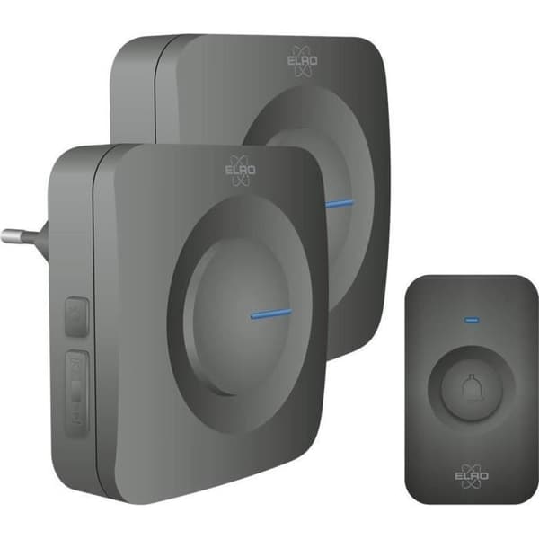 ELRO DB3000 trådlös dörrklocka - 1x batterimottagare + 1x plug-in - 64 melodier - Trådlöst avstånd: 300m - Svart