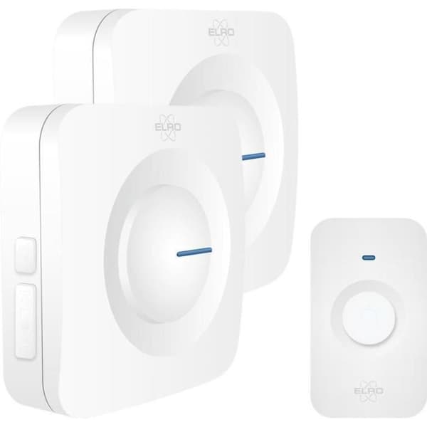 ELRO DB3000 trådlös dörrklocka - 2x batterimottagare - 64 melodier - 300m - Vit