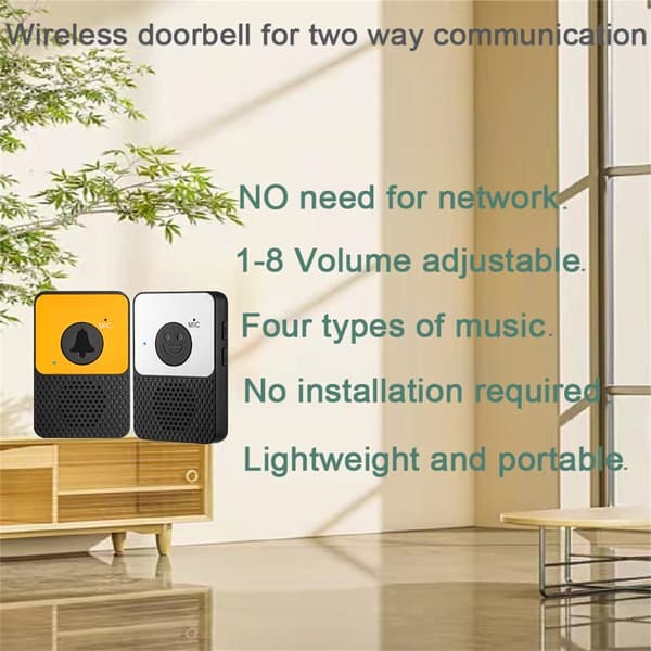 D30 Wireless Voice Intercom Dørklokkelydstyrke Justerbar To-vejs Talk