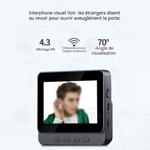 INN Videodörrklocka 4,3 tums skärm Trådlös videodörrklocka Kamera Infraröd Night Vision Smart Videodörrklocka Svart