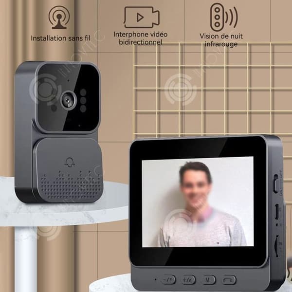 INN Videodörrklocka 4,3 tums skärm Trådlös videodörrklocka Kamera Infraröd Night Vision Smart Videodörrklocka Svart